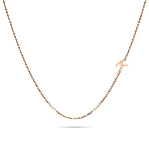 Bold Alphabet Letter Initial Charm Necklace in Rose Gold Tone